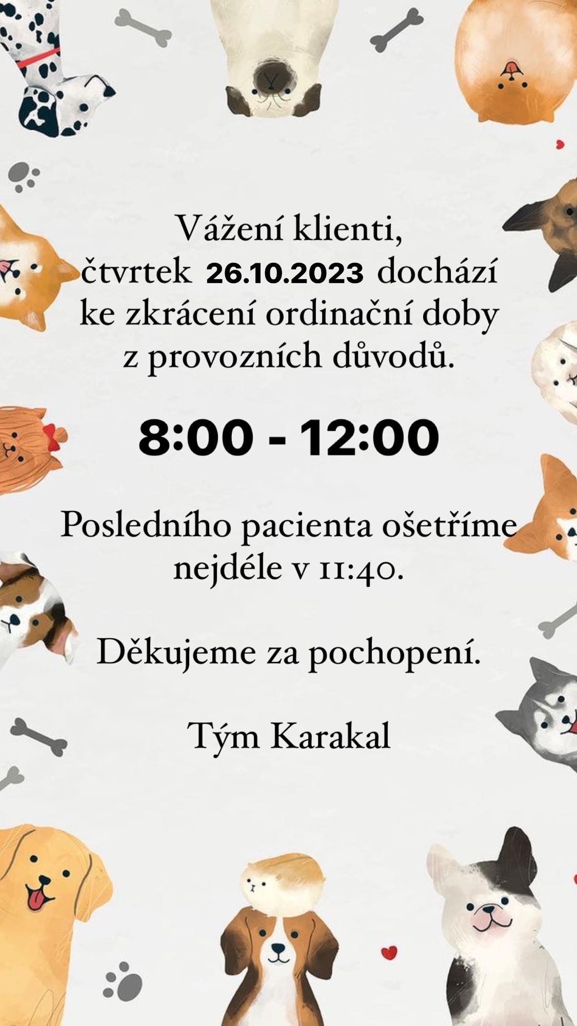 Čtvrtek 26.10.2023 otevřeno pouze do 12:00!